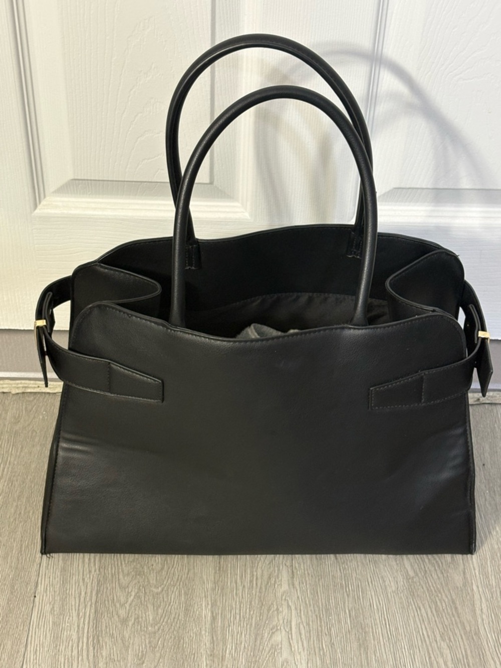 H&M Black Double-Handle Structured Tote